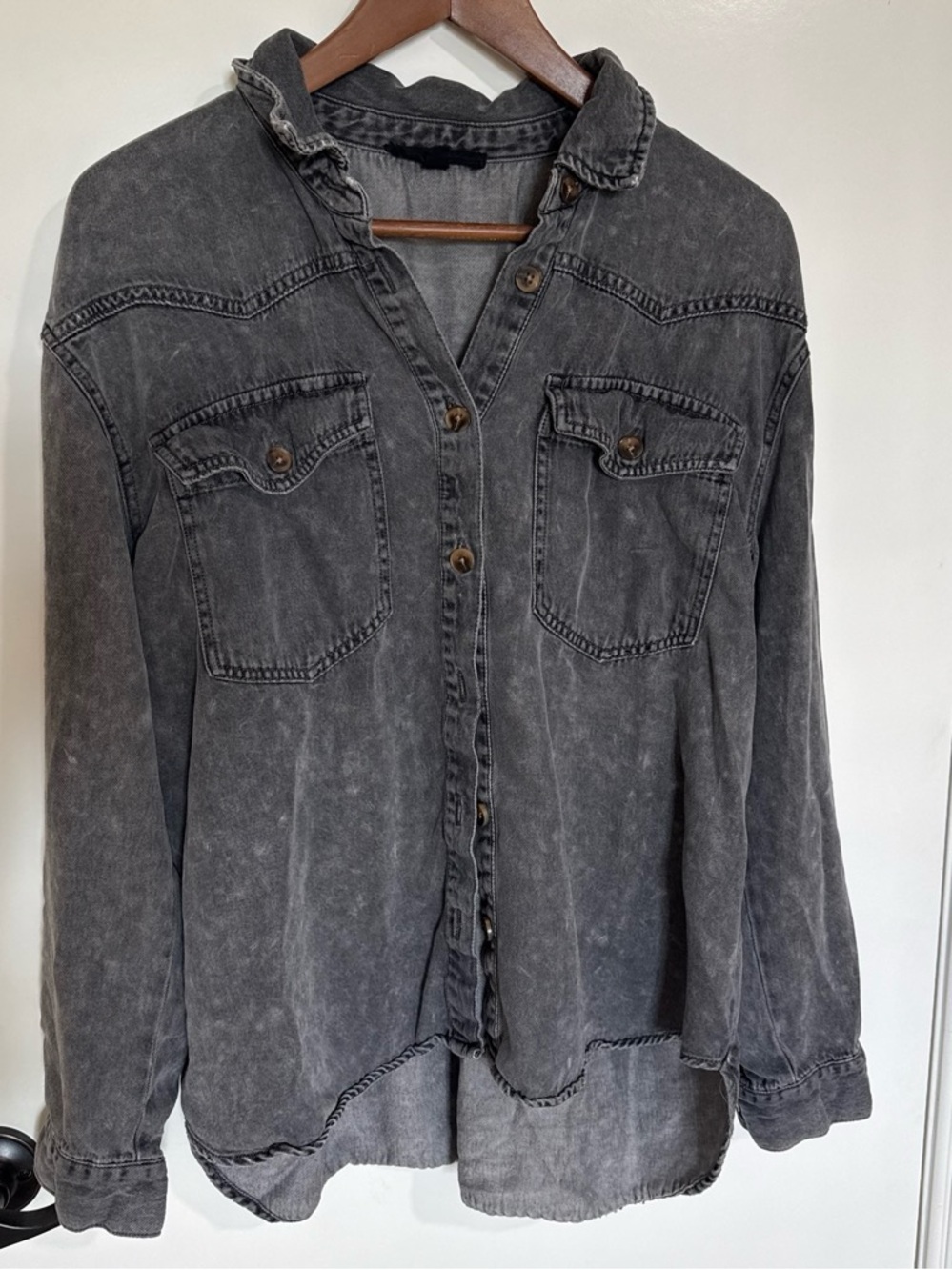 Anthropologie Jane and Delancey Washed Gray Women’s Button-Front Shirt Jacket